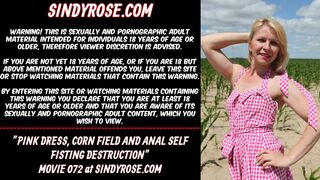 Pink dress, corn field and butt-sex self fisting destruction