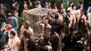 Busty african chick gets her snatch hammered hard by many rods