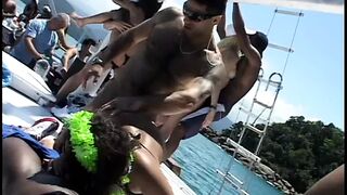 Ladies go crazy on a gigantic summer boat party