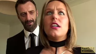 UK sub whore rough doggystyled in stockings