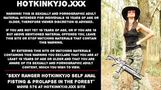 Attractive Ranger Hotkinkyjo self butt-sex fisting & prolapse in the forest