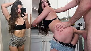 FIRST TIME ROUGH ASS-SEX Leads To Multiple Ass-Sex Orgasms - Abbie Maley Butt Slammed By James Deen