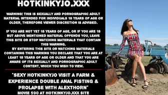 Charming Hotkinkyjo visit a farm & experience double butt sex fisting & prolapse with AlexThorn