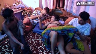 Desi Slutty Giant Breasts Milf Sucharita Likes Group Sex With Her 3 Friends ( Hindi Audio )