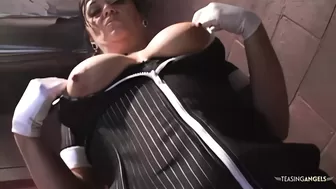 Having several dark dudes cums on her face and in her