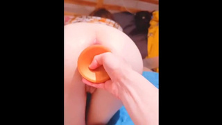 SpoutnikPup enormous toy in her butt and gape