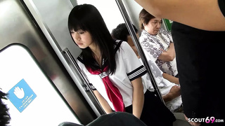 Public Group-Sex in Bus - Thai Teeny get Hammered by many mature Males