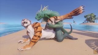Sleazy Life / Scaly Furry Porn Dragon with Tiger Slut