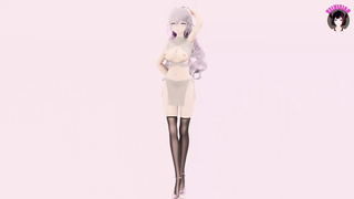 Charming Bitch In Stockings Dancing + Throws Clothes (3D ANIME)