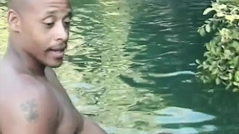 Hard-Core orgy with a group of sleazy african babes and randy men fucking by the pool