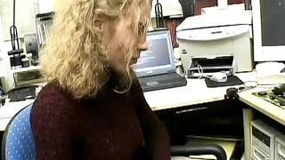 Pretty German secretary gets her twat fingered in the office