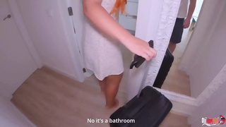 Stepmom and Stepson Shared Bed in Hotel and Have Sex. English Subtitles