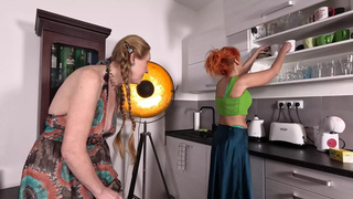 Lezbian Double Massive Dildo Fuck with 2 Grannies