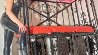 LezDOM Trampling with spiked boots - petite teenie submissive suffer