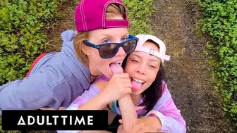 ADULT TIME - SELF PERSPECTIVE Sweet Poly Wives take Turns Blowing Wang and Fucking in the Wilderness