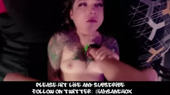 Tatted Thot Plays with Toy while getting Banged until she Squirts and Gets Creampied