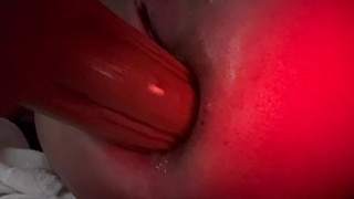 Ass sex Bitch gets loose used slack anus hammered by big dildo by fuck machine