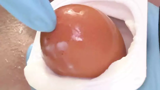 oviparous Thai schoolgirl plays with teacher’s eggs in the shower of the women's locker room