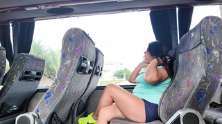 Stepson unexpectedly caresses StepMom on Bus