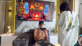 While I'm playing on my phone, my horny Indian stepsister turns me on with her breast milk to get nailed.