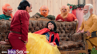 Snow White gets lost in the forest and gets pounded by the 7 dwarfs