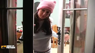 Busty youngster sucks sperm from her step father partner after getting her fuck holes boned