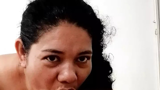 Stunning neighbor swallowing tasty deepthroat