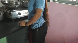 Indian maid sends her step daughter to work and the house owner mounts her in the kitchen (clear hindi audio)