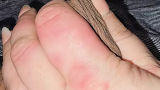 Step mom hand-job step son dong under blanket without shame