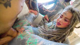 Double Butt-sex Lady - Sex party with Tattoo Chick Anuskatzz ends with large Sperm shot - ATM, DAP, DP