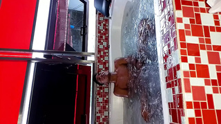 hard fucking the bitch hotwife in the jacuzzi pool making her scream loud while creampying her snatch