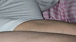 Step mom hand slip under step son underwear touching his cock