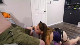 Rough face fuck and huge cum-shot for submissive wifey