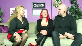 Merciless threesome with 2 open pussies where tits jump - three