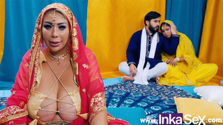 Chudai - Busty Indian stepmom mounts her stepdaughter's bf and leaves her cunt full of milk.