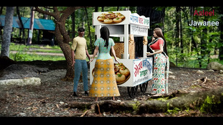 A fresh bitch screwed by a street food snacks shopkeeper (Panipuri stud hammered fresh whore in the jungle)