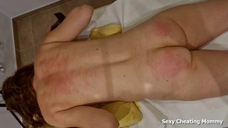 Cheating wifey wanted a massage, but got spanked and whipped for being a bitch